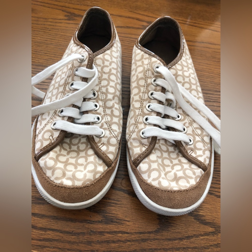 COACH Signature Tennis Shoes - Brown & Cream